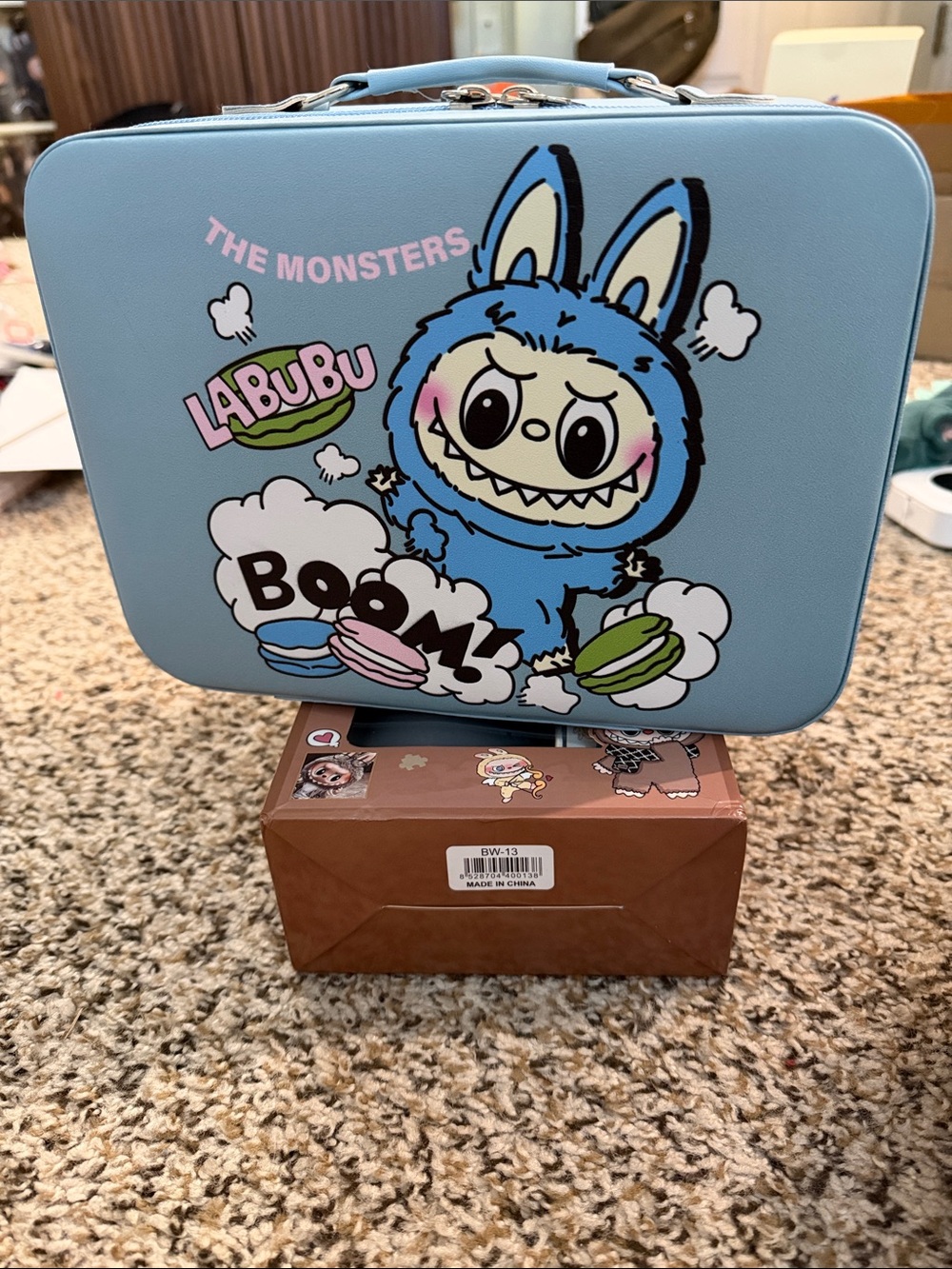 Blue 'LaBubu' Monster Graphic Carry Case